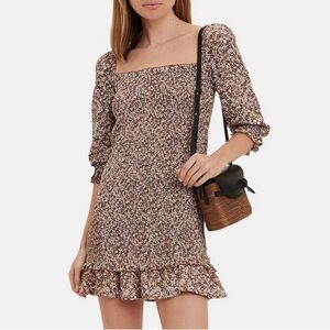 Faithfull The Brand Es Saada Floral Smocked Mini Dress